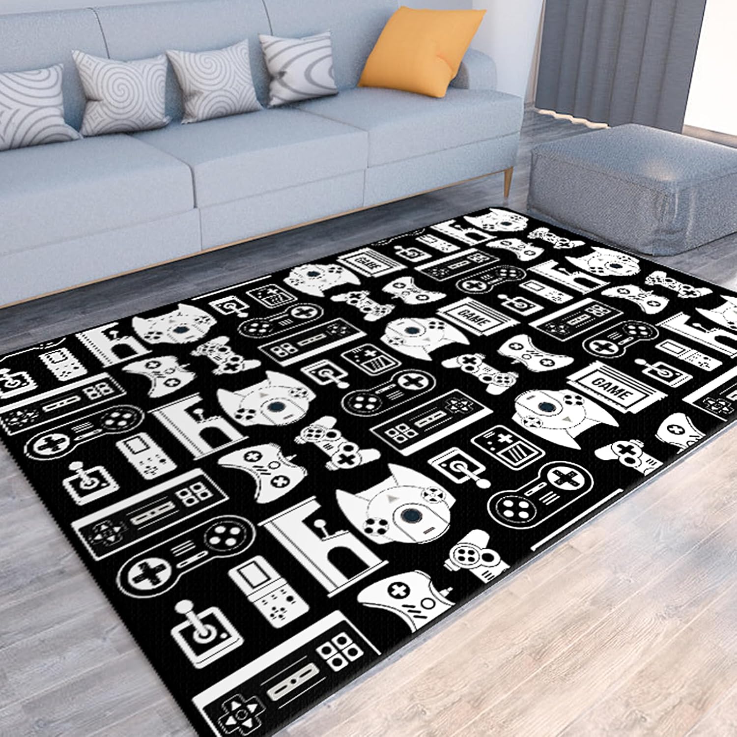 Lacut Game Rug with Controller Design for Boys Room