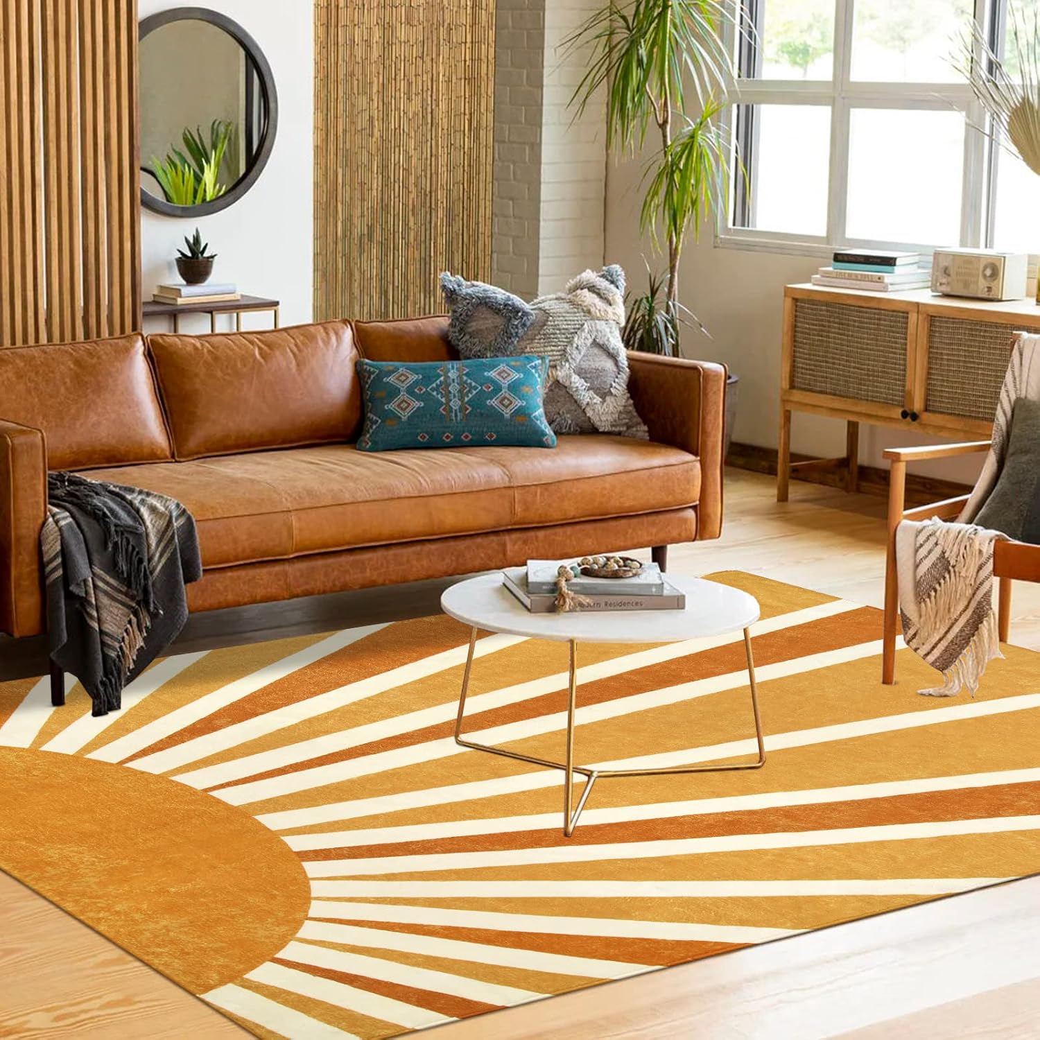 Lahome 4x6 Rainbow Sun Washable Area Rug