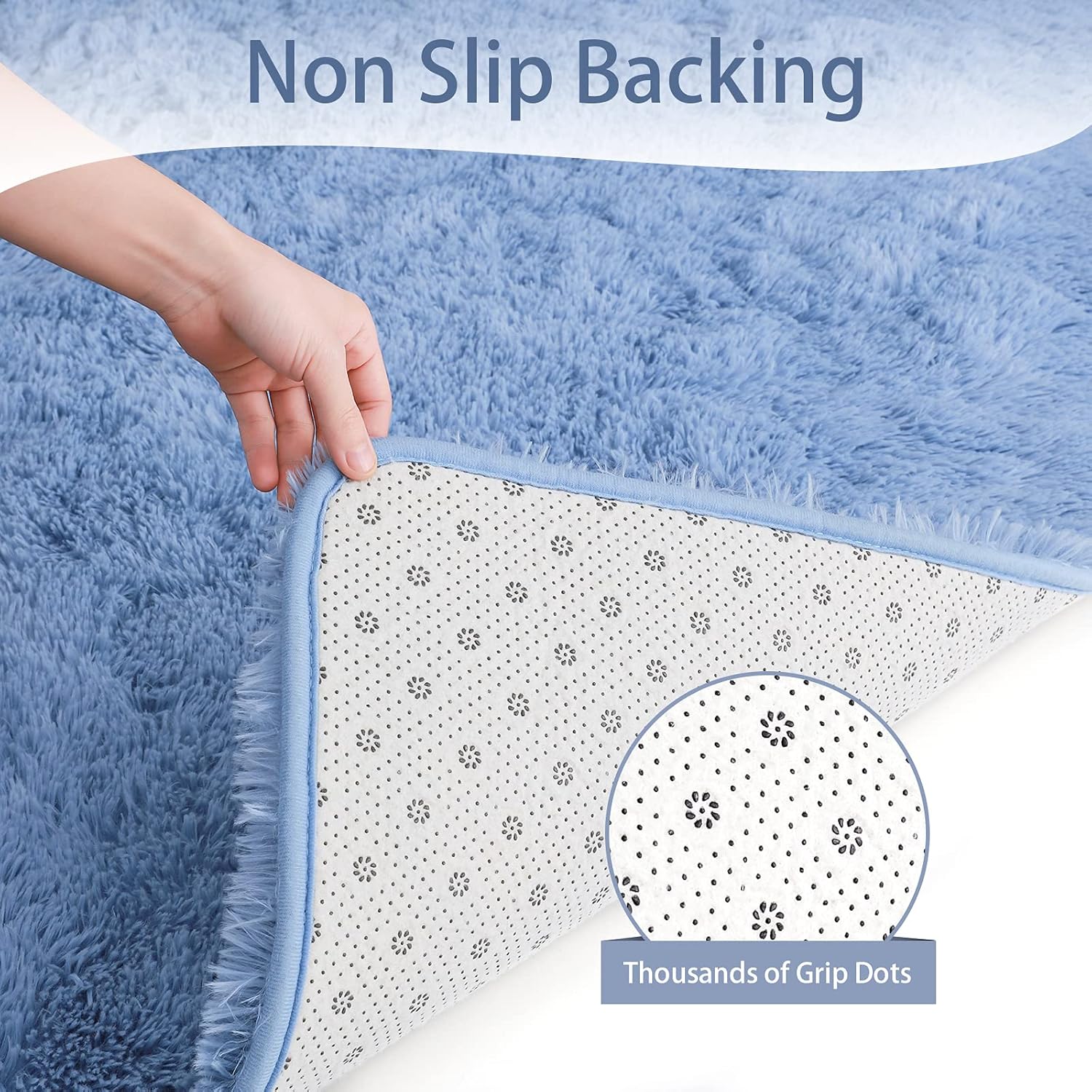 Keeko Fluffy Blue Area Rug 4x53 for Bedroom Kids Room 1