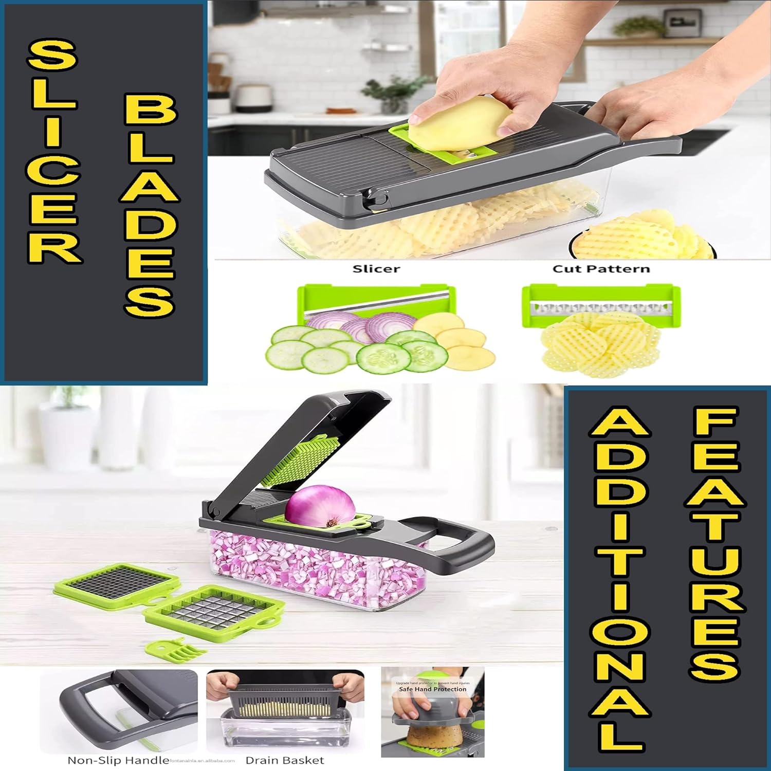 Manual Vegetable Chopper with 13-in-1 Functionality