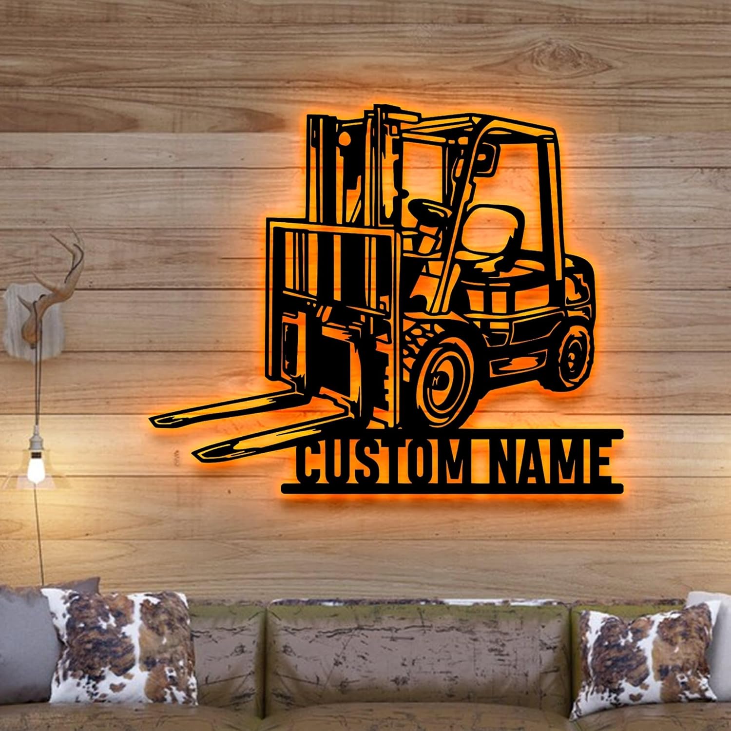 Zikako Custom Forklift Driver Metal Wall Art LED Light Sign