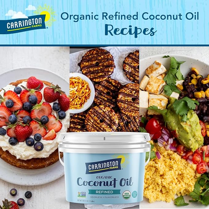 Overall, Carrington Farms Organic Refined Coconut Oil is a healthy and convenient option for those looking to incorporate coconut oil into their cooking and beauty routines. This one-gallon container offers great value and ensures that you always have this versatile product on hand for all your culinary and skincare needs. Description by ChatGPT.
