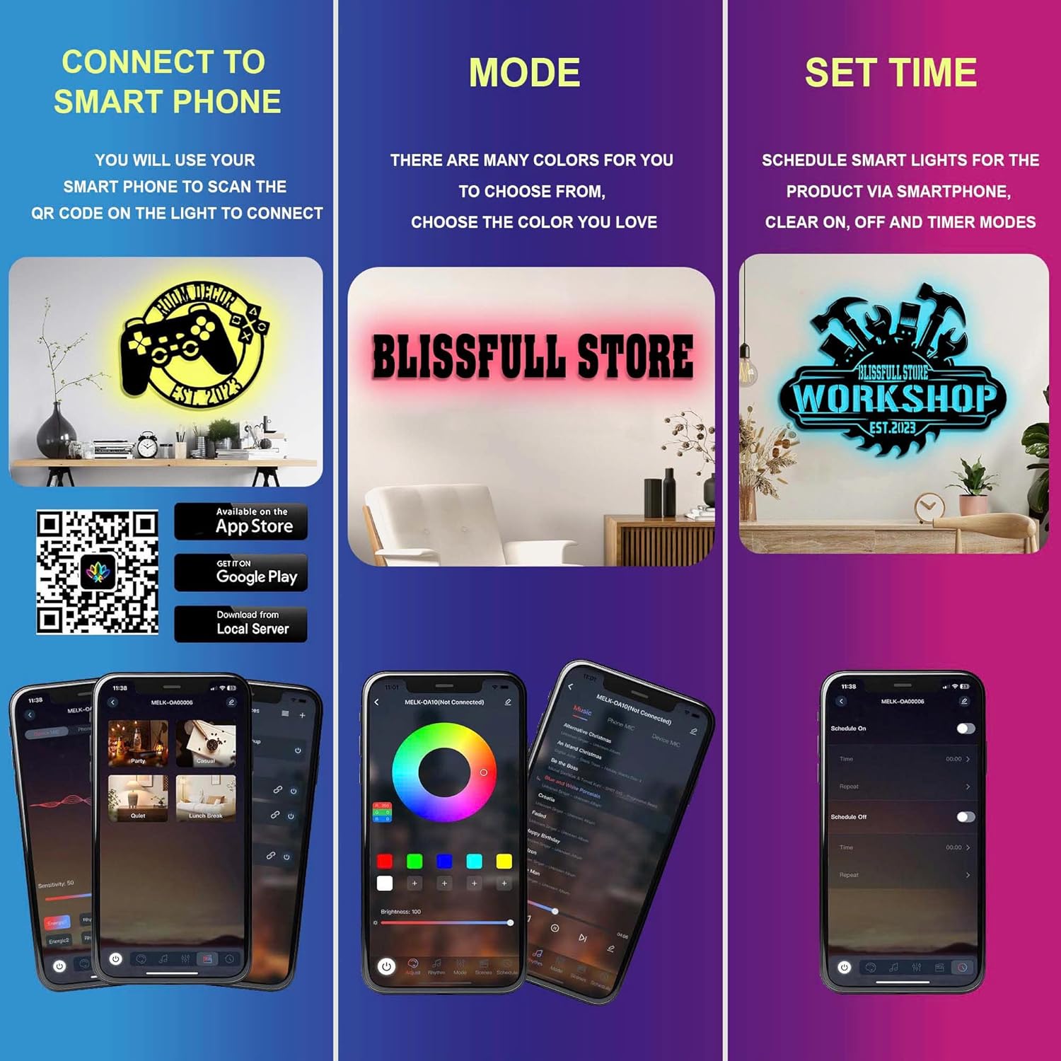 Personalized Metal Wall Art with LED Lighting