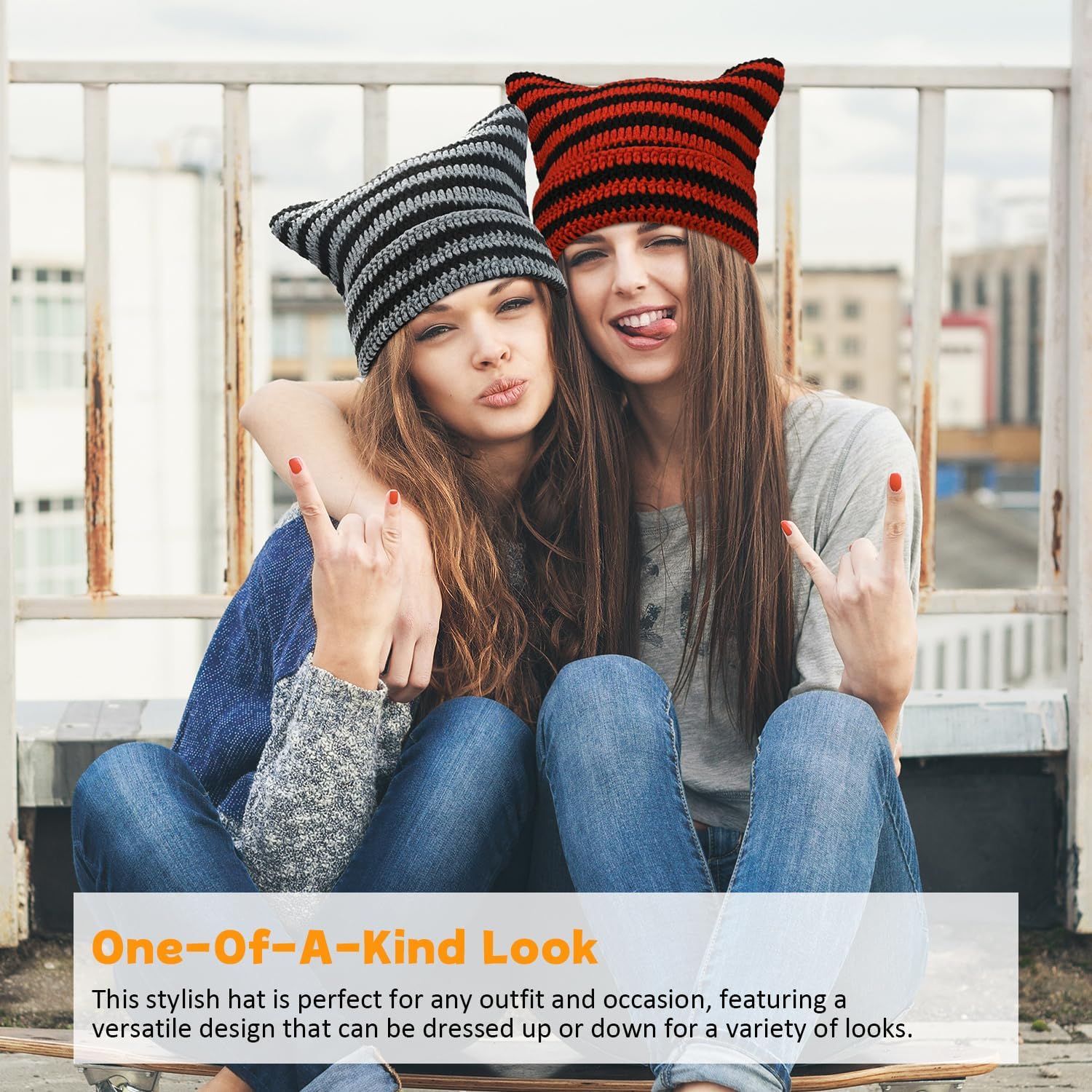 Warm Knit Beanie Women - Soft Cozy Cat Ears StructureReact styling