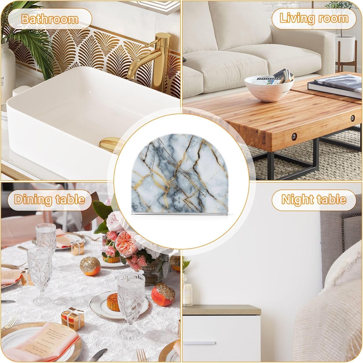 ALAZA Gold Marble Napkin Holder - 2-Pack for Table Use