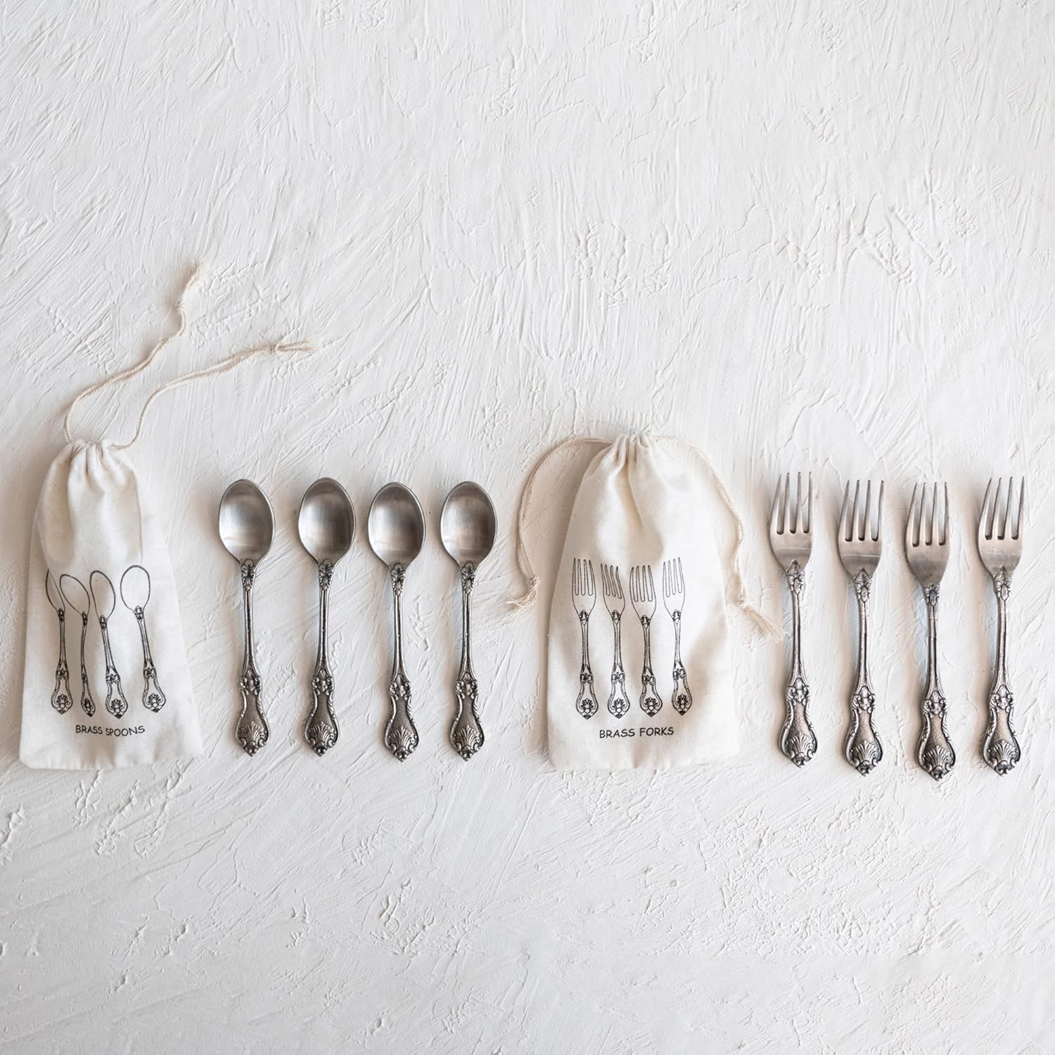 Creative Co-Op Embossed Brass Dinner Forks Set of 4