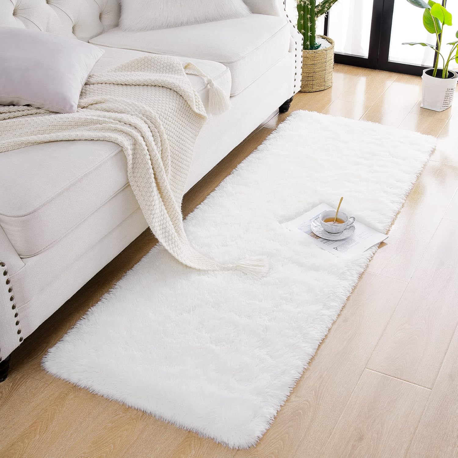 Chicrug Soft Plush Runner Rug 2x6 Feet Cream