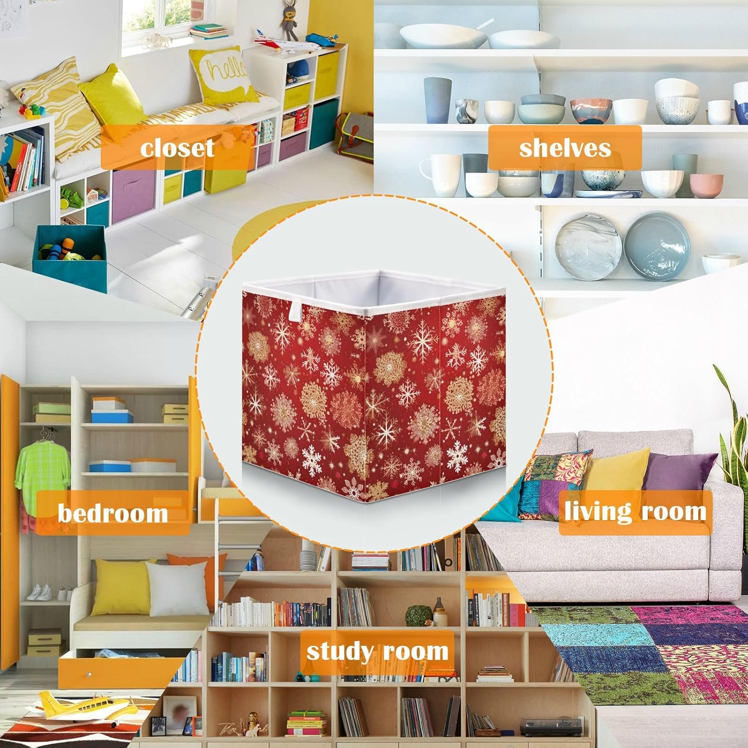 RunningBear Foldable Fabric Storage Basket for Kids Clothes and Toys