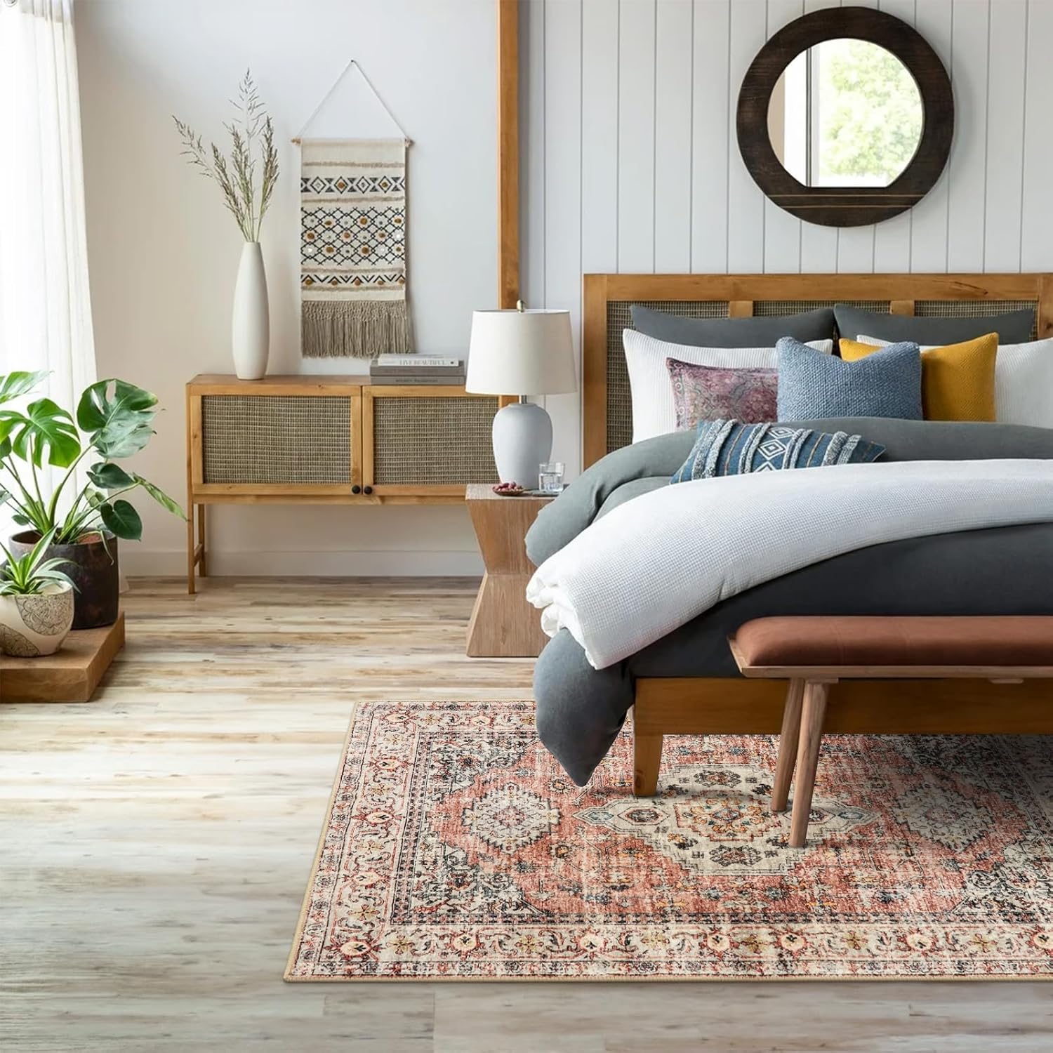 Lahome Oriental Washable Rug 3x5 PeachOrange