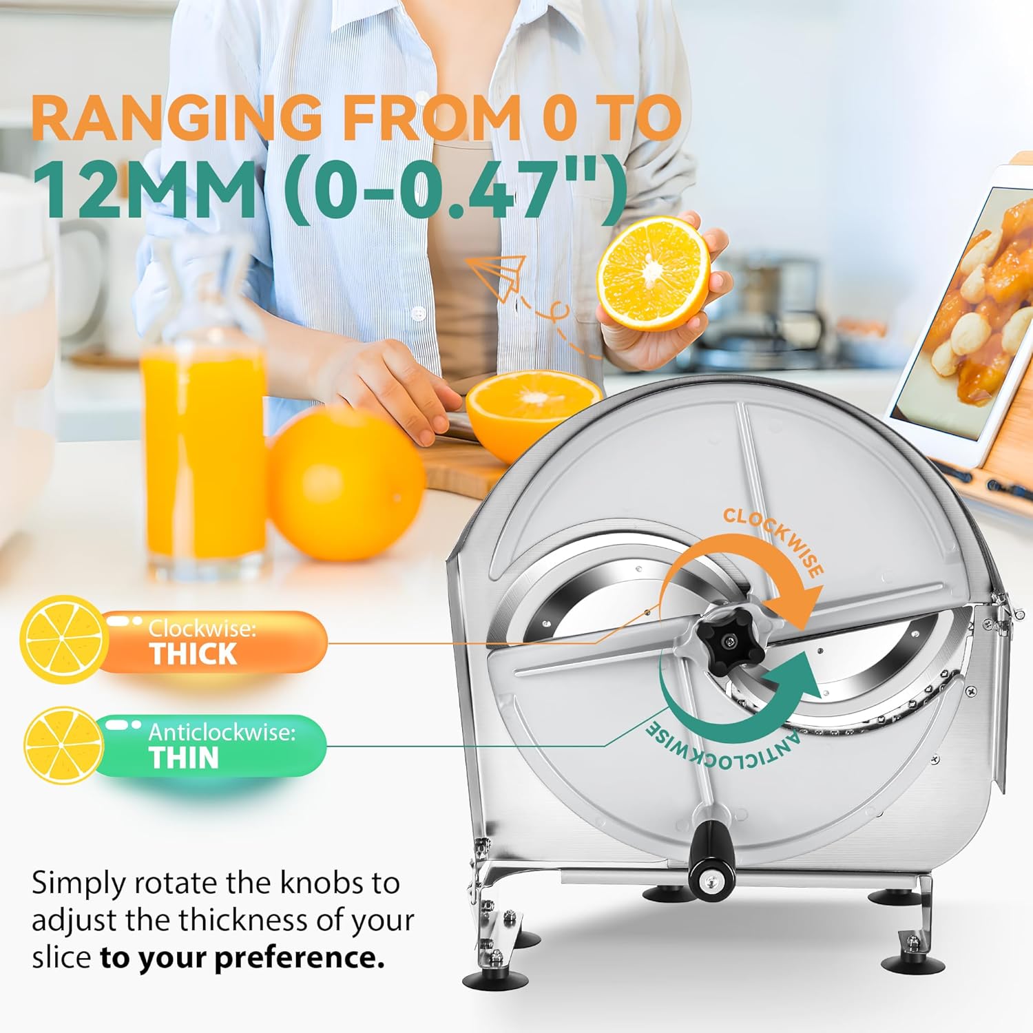 Manual Vegetable Slicer Adjustable Thickness Durable Kitchen Tool for Cooks
