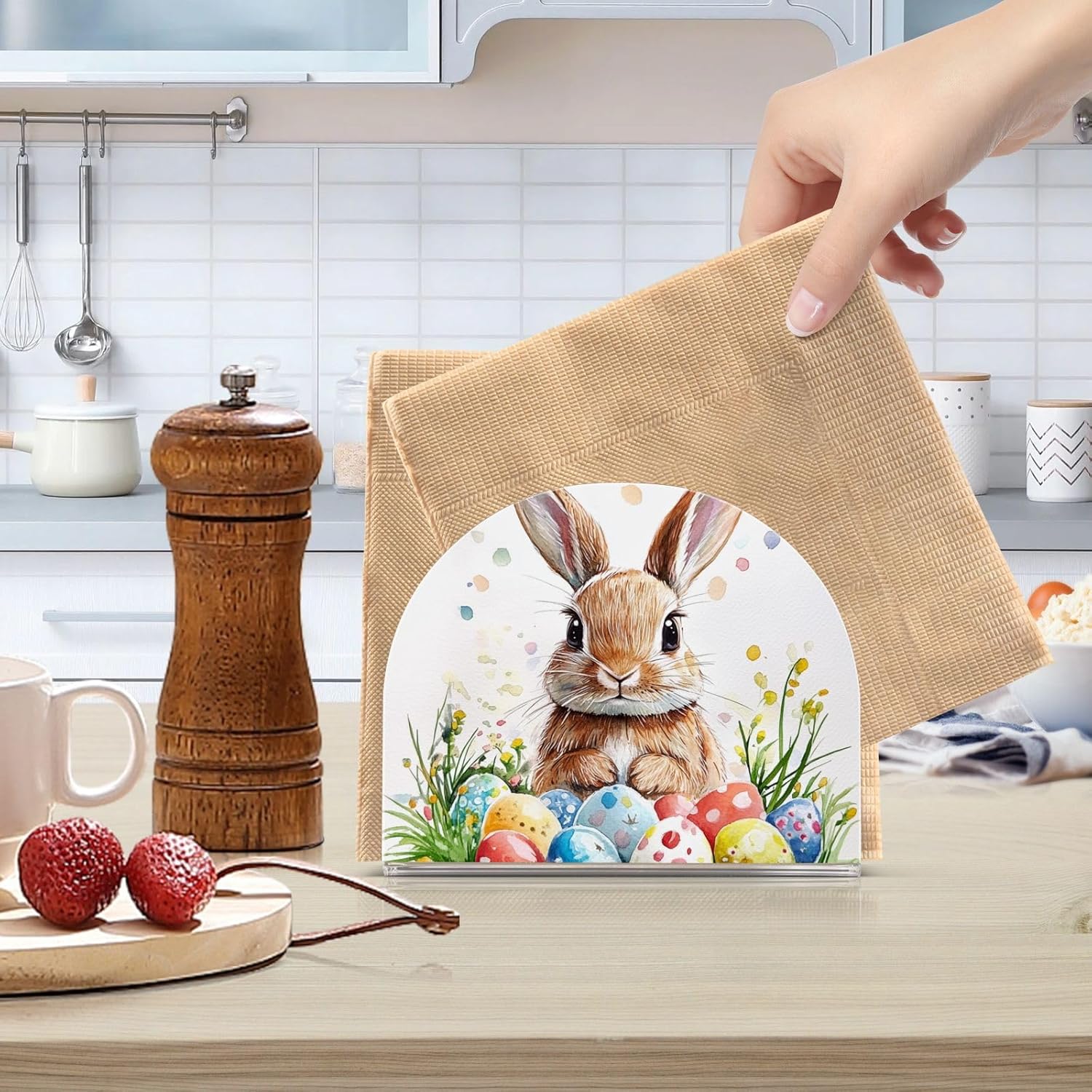 ALAZA Rabbit-Bunny Easter-Themed Napkin Holder 2-Pack