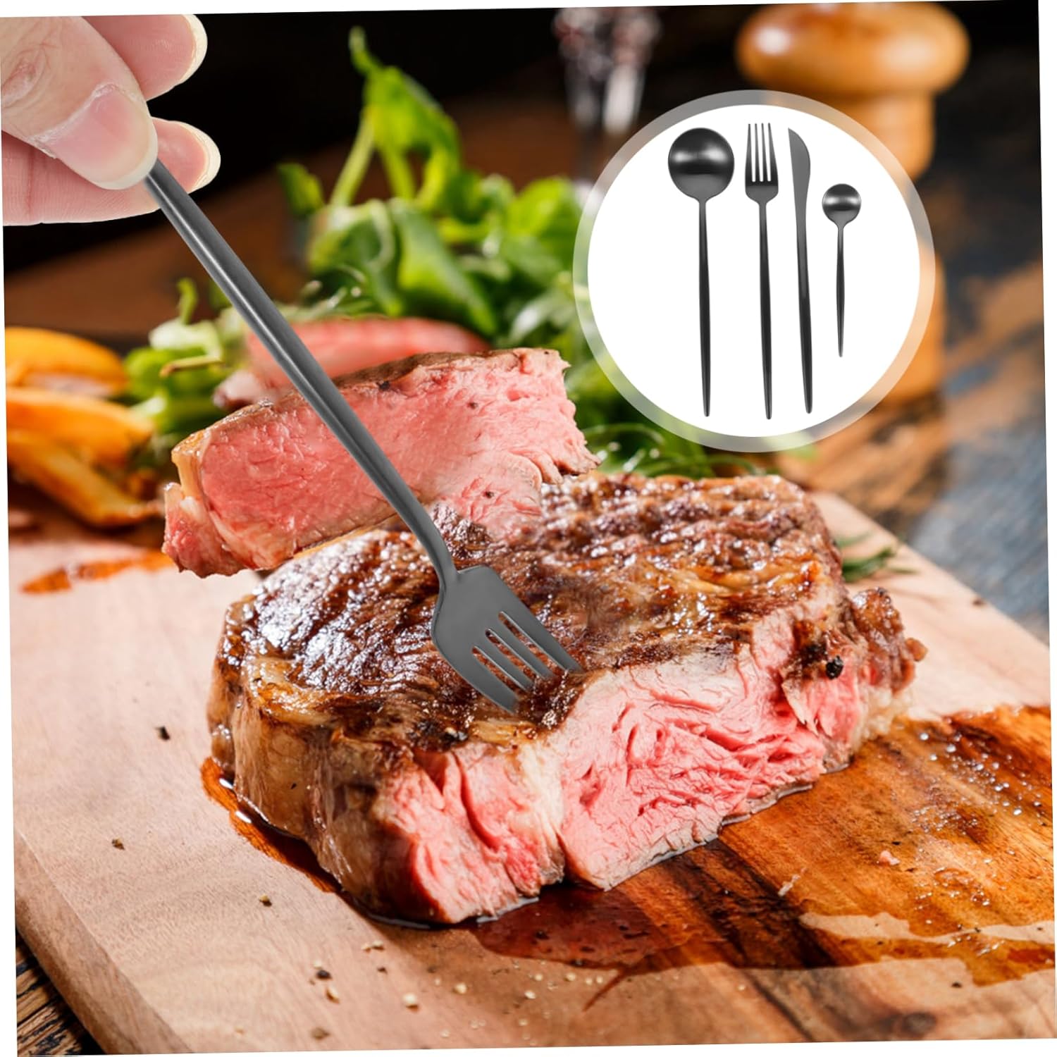 Stainless Steel Fork Spoon and Knife Set 304 Material Diamond-Shard Resistant