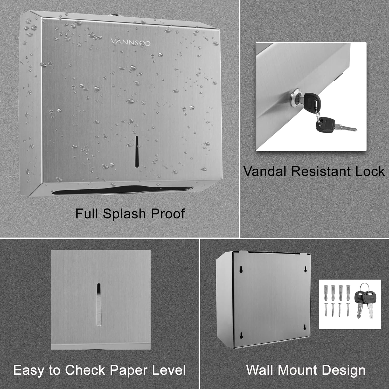 VANNSOO Commercial Paper Towel Dispenser Wall Mount