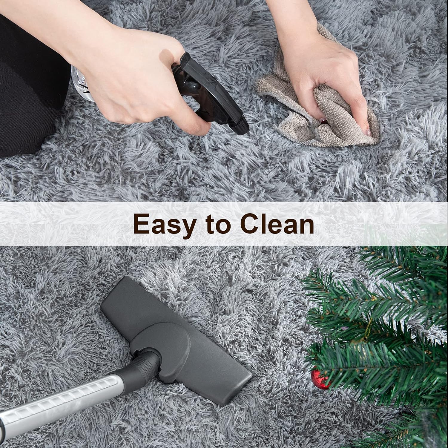TWINNIS Super Soft Shaggy Rugs 3x5 Feet Grey