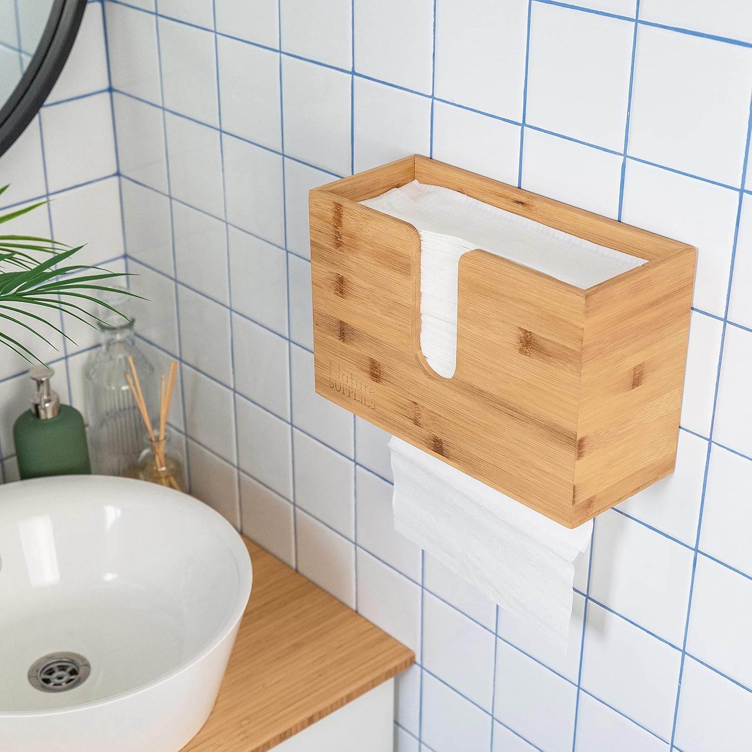 Bamboo Paper Towel Dispenser for Bathroom and Kitchen