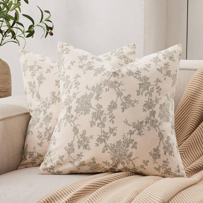 Pillow Covers Set of 2, 22x22 Inch, Green