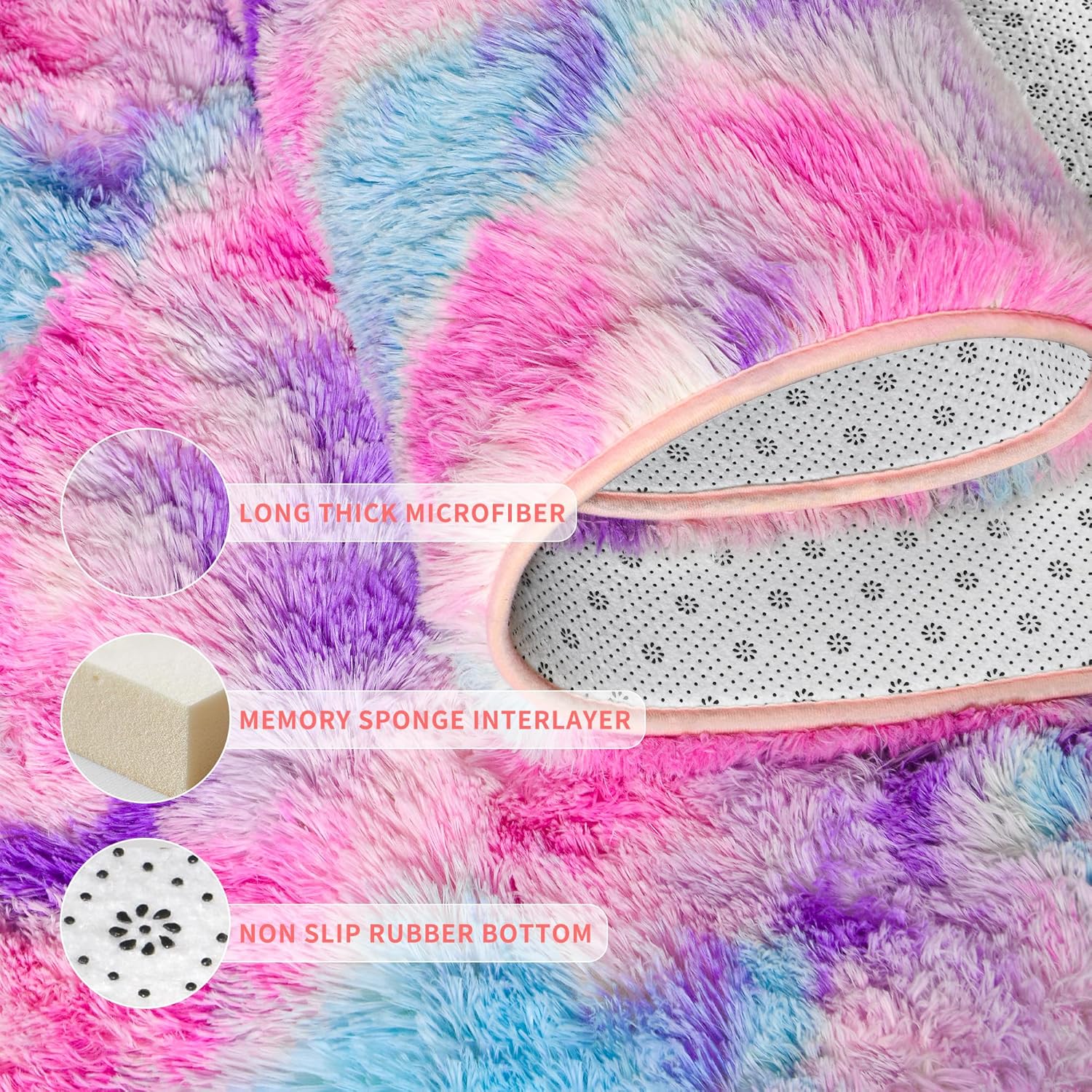 Tepook Soft Rainbow Rug for Girls Room