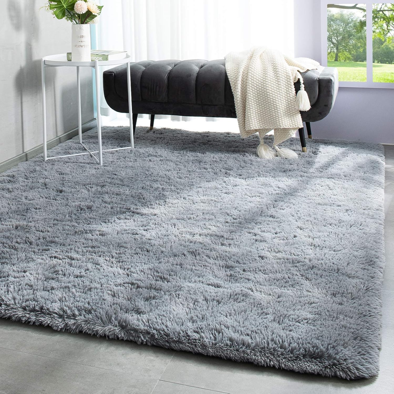 TWINNIS Super Soft Shaggy Rugs 3x5 Feet Grey