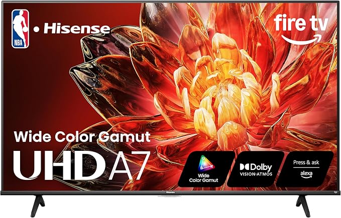 Hisense 75" Class A7 Series (2025 Model) 4K UHD Smart Fire TV, Voice Remote with Alexa, Wide Color Gamut, HDR10+, Dolby Vision, Dolby Atmos, Game Mode, ALLM, Stream Live TV Without Cable