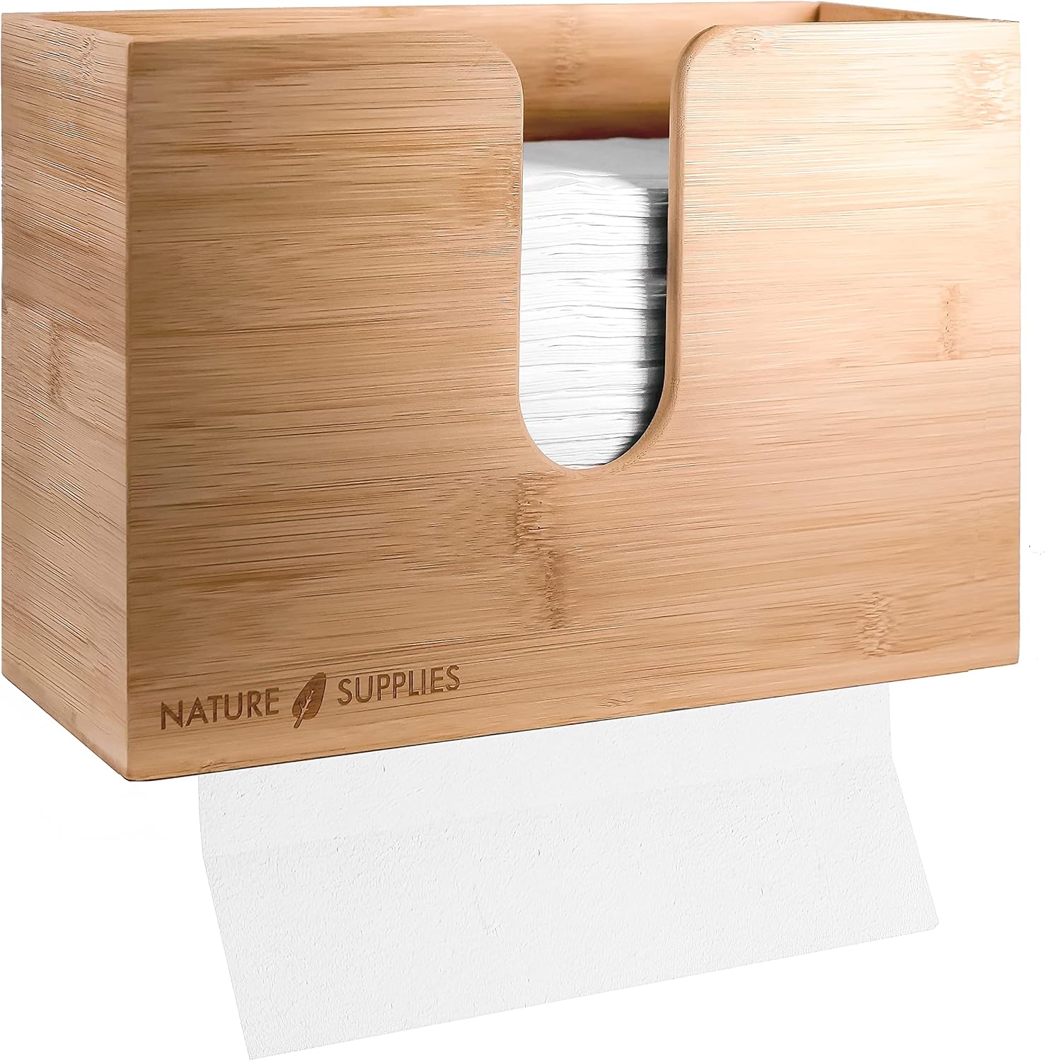 Bamboo Paper Towel Dispenser for Bathroom and Kitchen