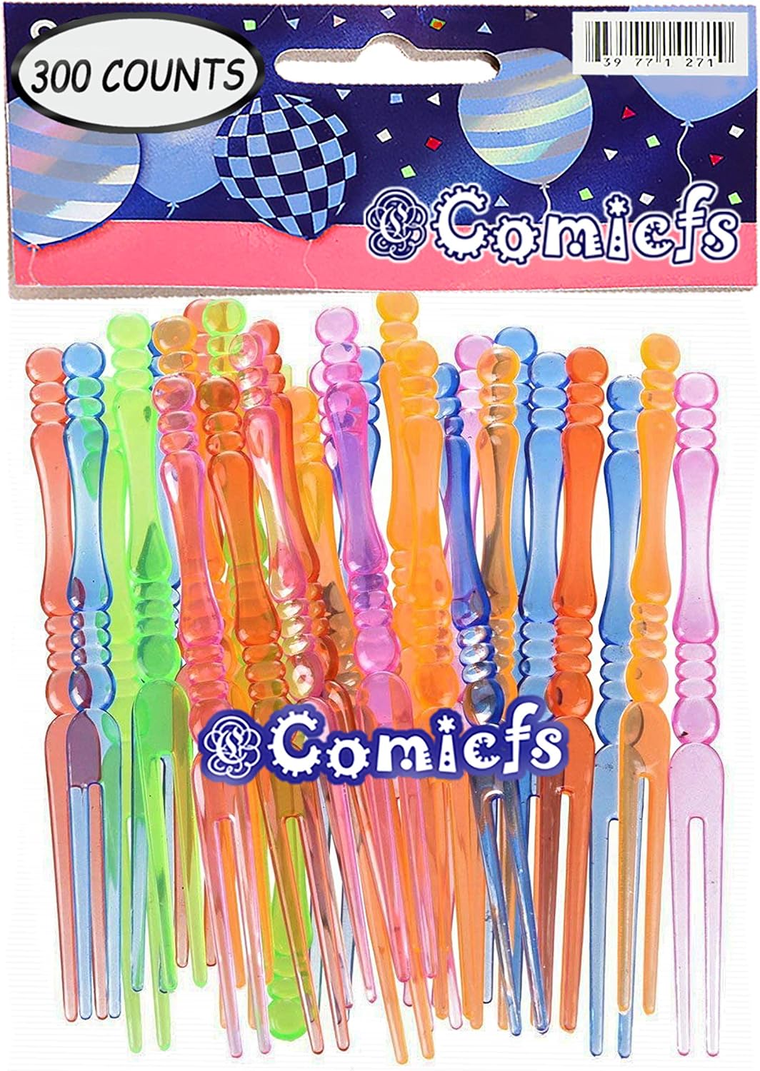 Comicfs - 300pcs Disposable Plastic Fruit Forks 4 Bistro Cocktail Tasting Set