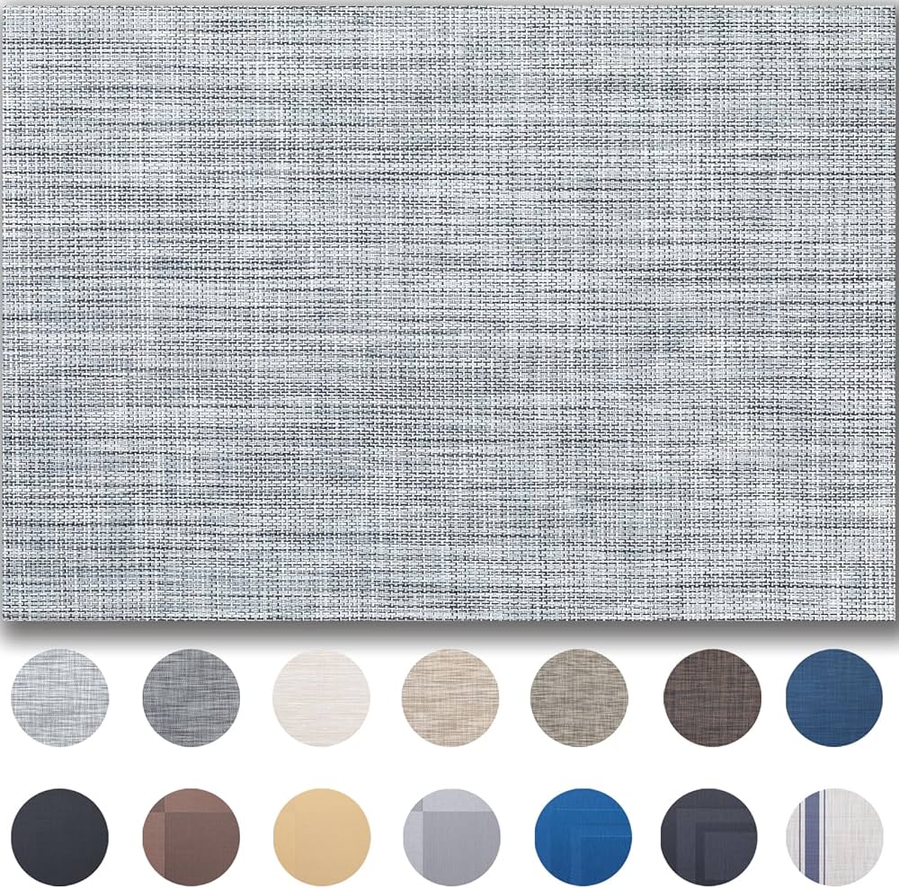Placemats Set of 4 - Easy Clean Woven Vinyl Placemats for Dining Table, Indoor/Outdoor Place Mats, Washable PVC Table Mats(Gray)
