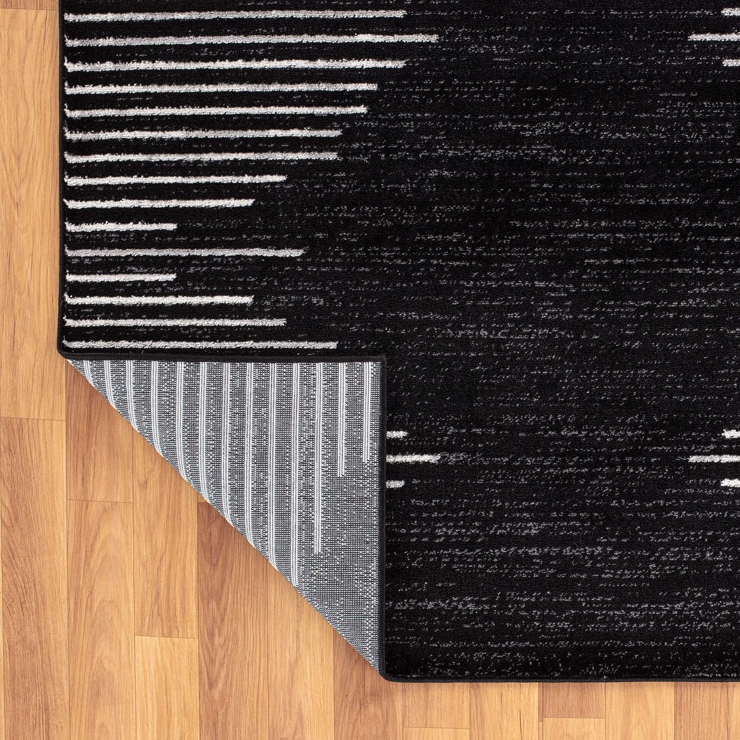 Rugshop Bohemian Stripe Stain Resistant Area Rug 27 x 4 Black