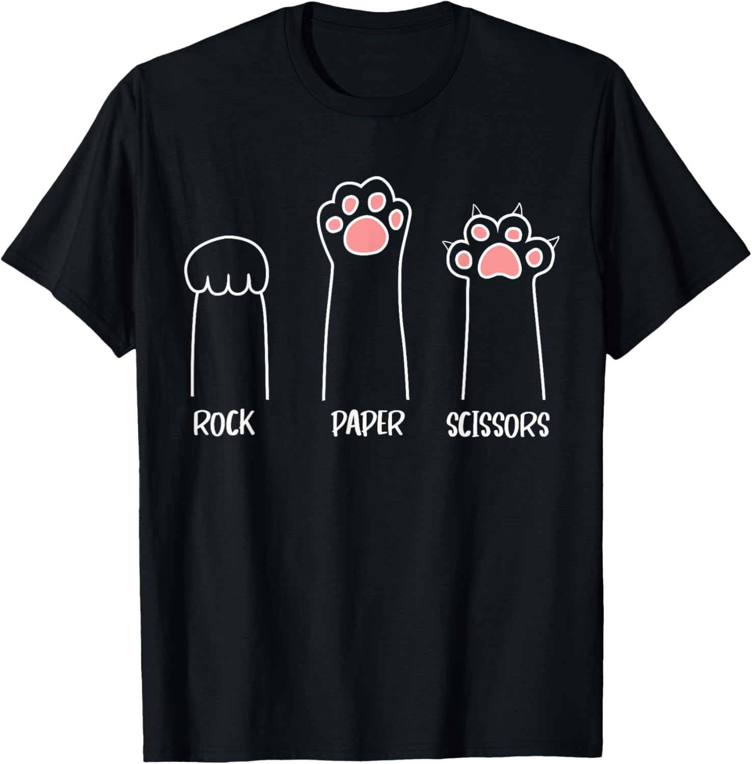 Rock Paper Scissors Cute Cat Paw T-Shirt for Pet Lovers