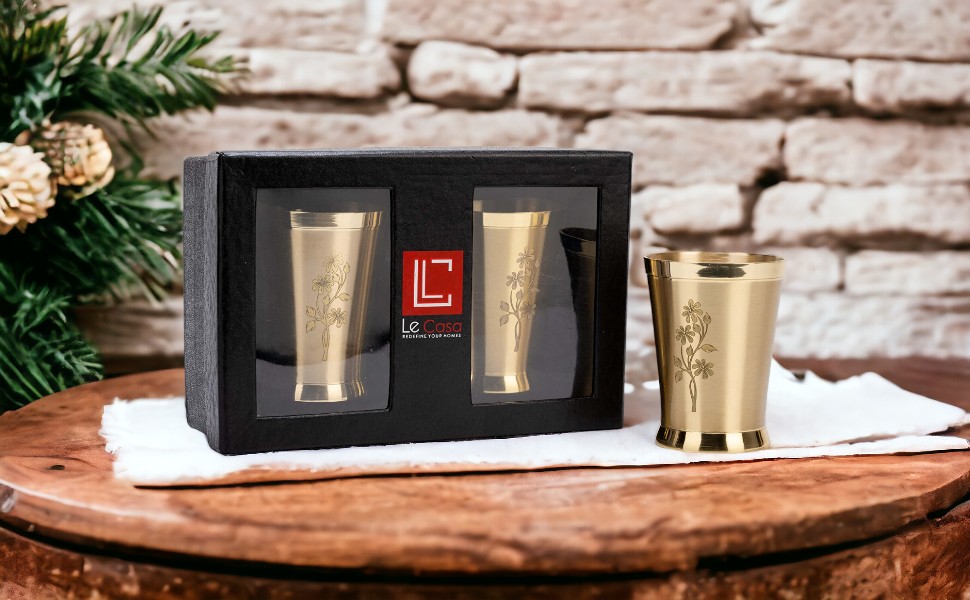 Wave Brass Tumbler Set Of 2