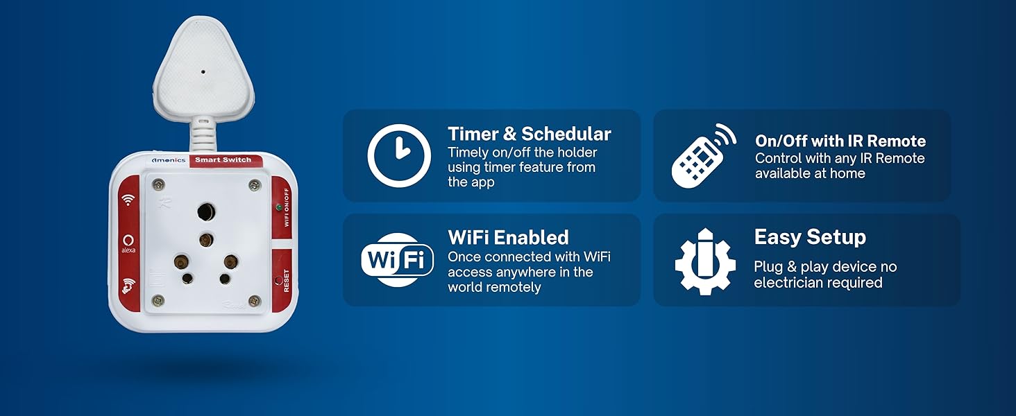 smart wifi plug with alexa google home for geyser and other heavy loads easy to user plug and play