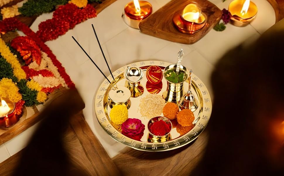 Brass Pooja Thali Gift Set