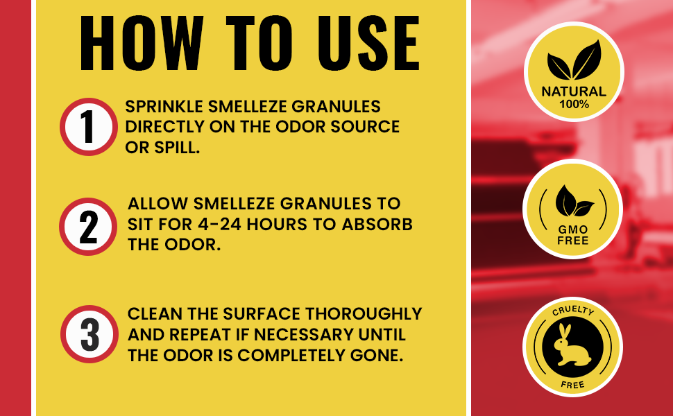 no odor SMELLEZE Natural Chemical Odor Eliminator Granules, Chemical Smell Remover 