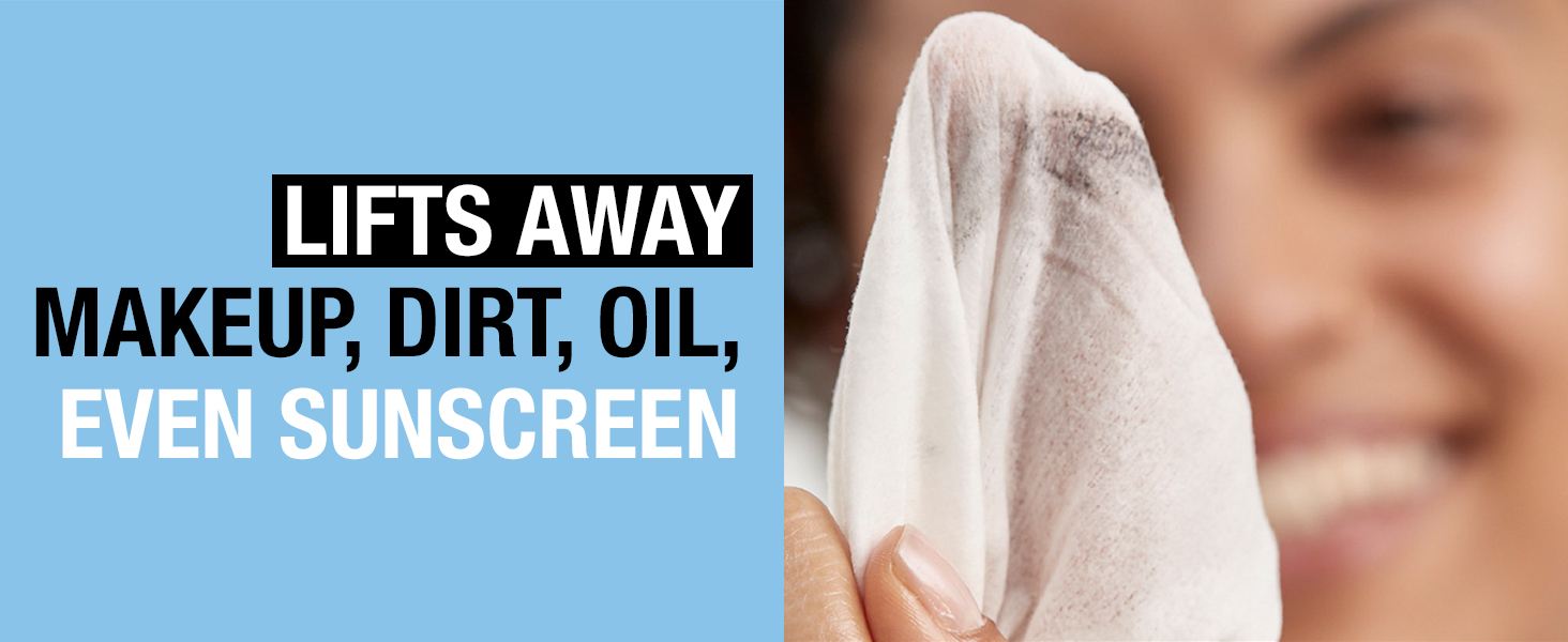 Gentle cleansing makeup remover face towelettes lift away waterproof makeup, dirt, oil & sunscreen