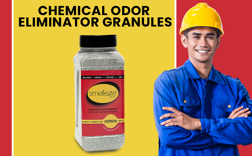 no odor SMELLEZE Natural Chemical Odor Eliminator Granules, Chemical Smell Remover 