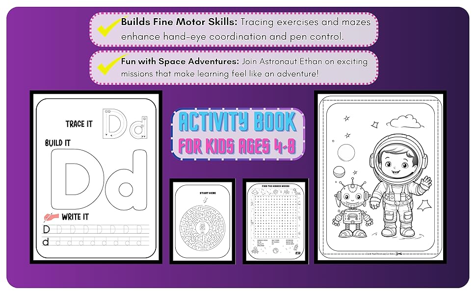 Astronaut Ethan Activity Book Mazes and Word Puzzles