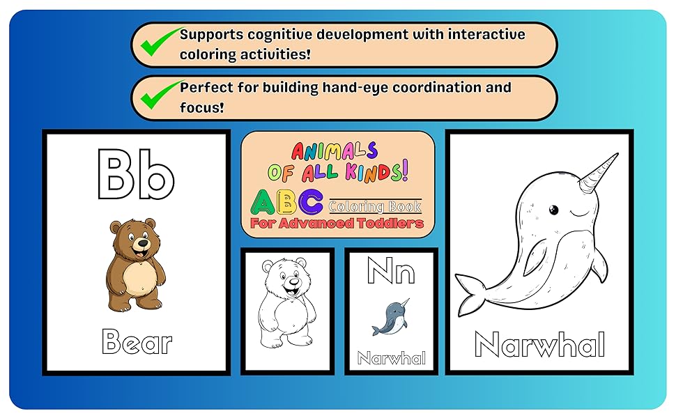 ABC Coloring Book For Toddlers Bear Narwhal