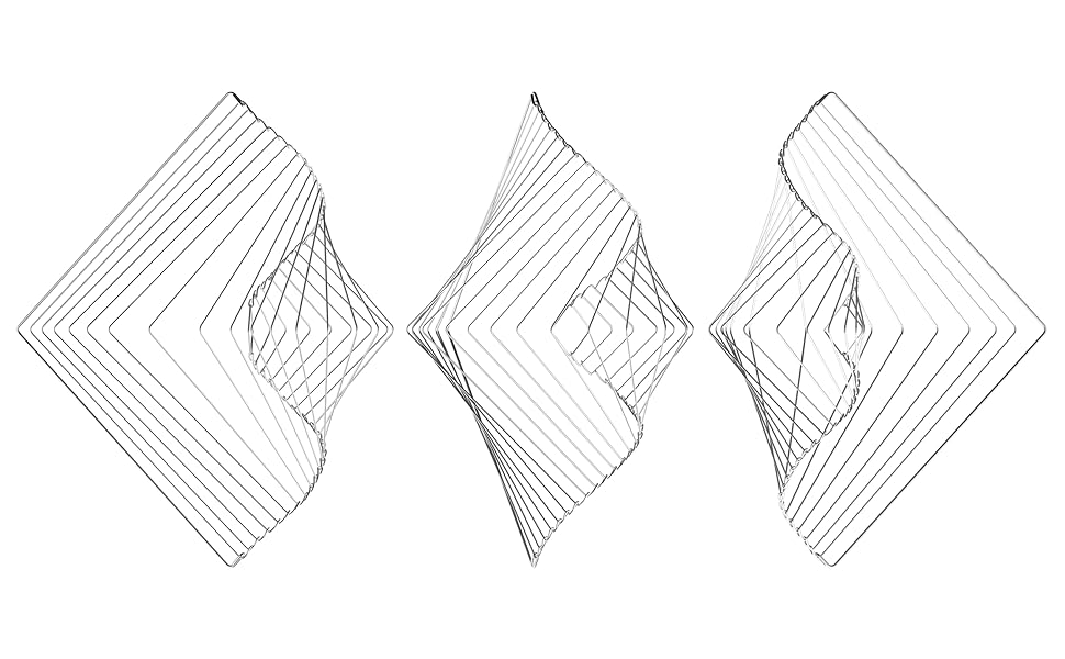 Square Wave by Ivan Black Kinetic Wind Spinner Calming Mesmerizing Satisfying Art Piece Silver Metal