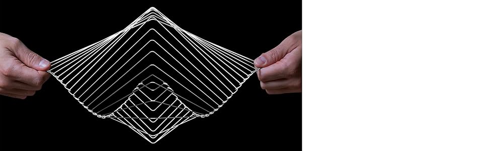 Square Wave by Ivan Black Kinetic Wind Spinner Calming Mesmerizing Satisfying Art Piece Silver Metal